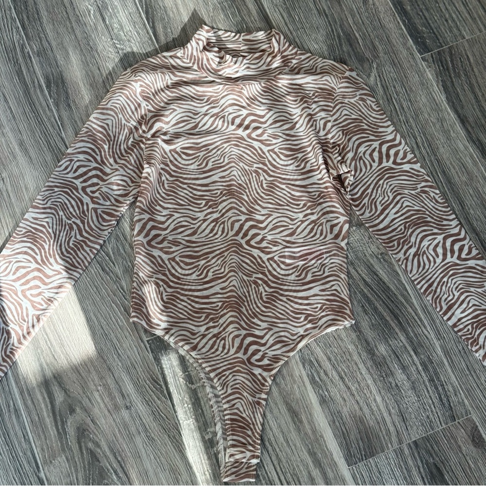 Primark Brown & White Zebra Print Long Sleeve Bodysuit